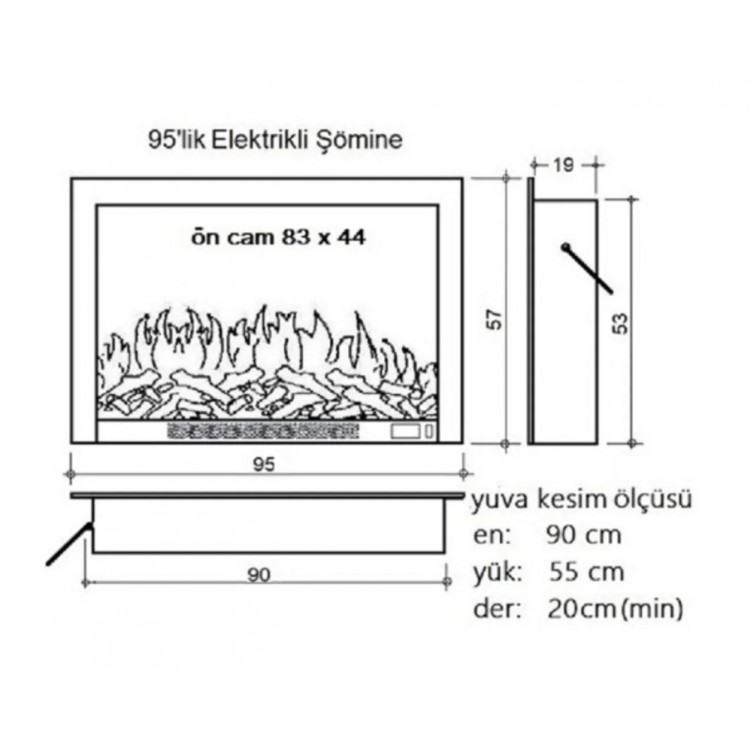 Alaz Efekt Elektrikli Şömine Haznesi Sessiz 95 cm 1800 W Yerli Üretim Alaz Efekt Elektrikli Şömine Haznesi Sessiz 95 cm 1800 W Yerli Üretim