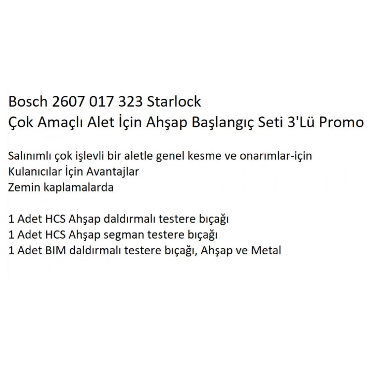 Bosch 2607 017 323 Starlock Çok Amaçlı Alet İçin Ahşap Seti