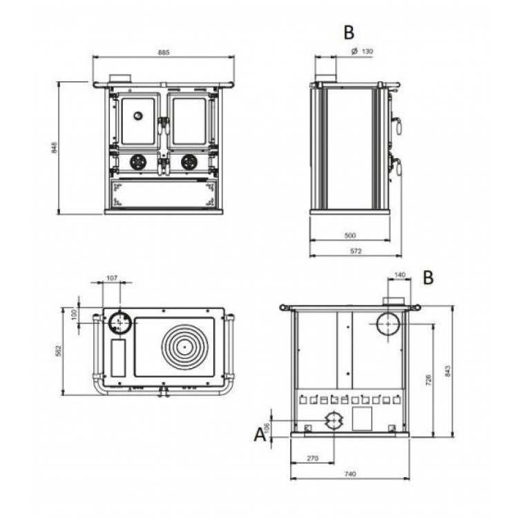 La Nordica Rosetta Sinistra BII Steel Kuzine Soba Antrasit 7013135