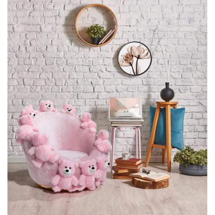 Miss Worble Teddy Bears Kids Pofuduk Berjer Kanepe Koltuk Pembe