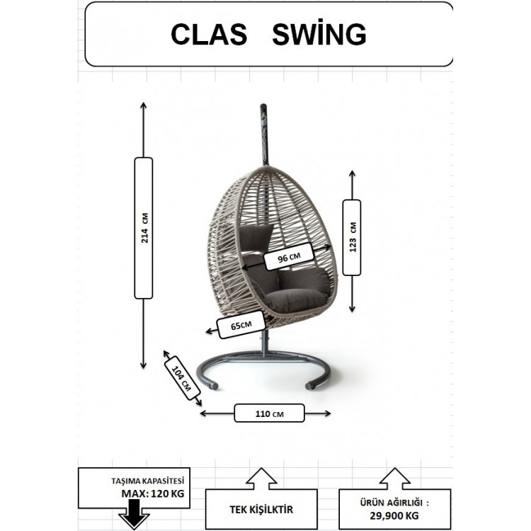 Babahçe Clas Bahçe Salıncak Swing Garden  Beyaz