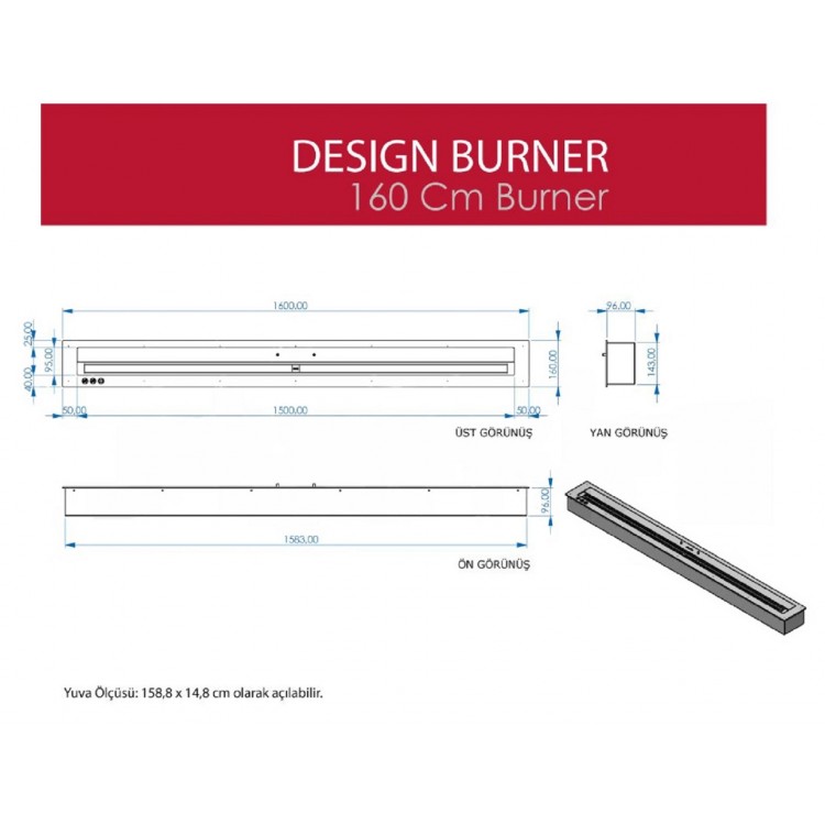 Starfire Design Burner Bioethanol Şömine 160 cm