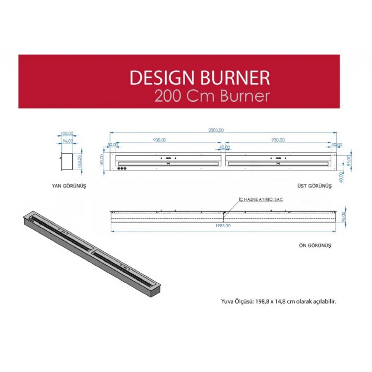 Starfire Design Burner Bioethanol Şömine 200 cm