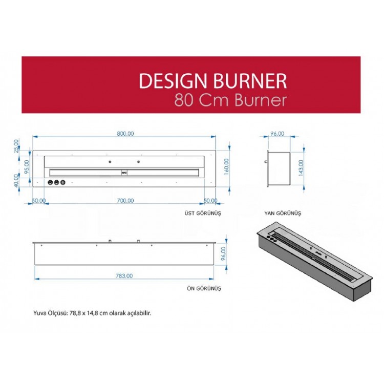 Starfire Design Burner Bioethanol Şömine 80 cm