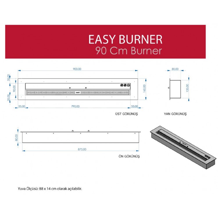 Starfire Easy Burner Bioethanol Şömine 90 cm