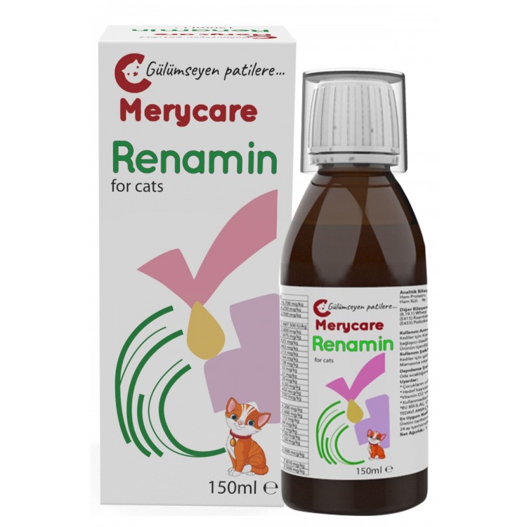 Merycare Renamin Böbrek Fonksiyonlarını Destekleyici Takviye Kediler için 150 ml Bgon BG063
